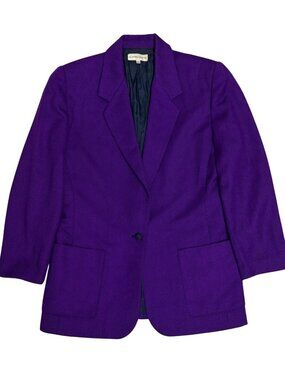 ALFRED SUNG Blazer Vintage PURE WOOL Retro Purple Sport Coat Jacket Womens 10